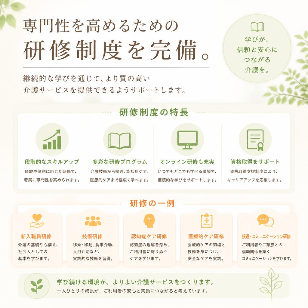 教育・研修体制でスキルアップ