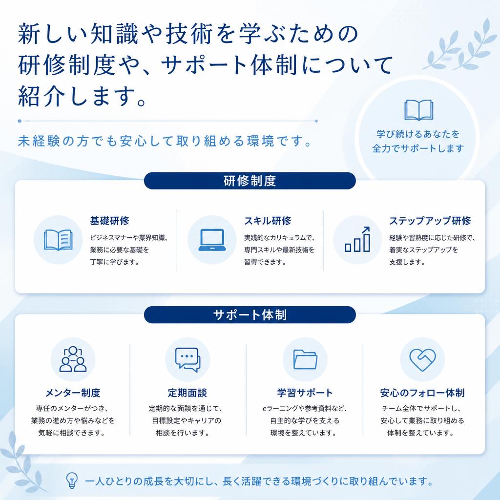 研修制度でスキルアップ