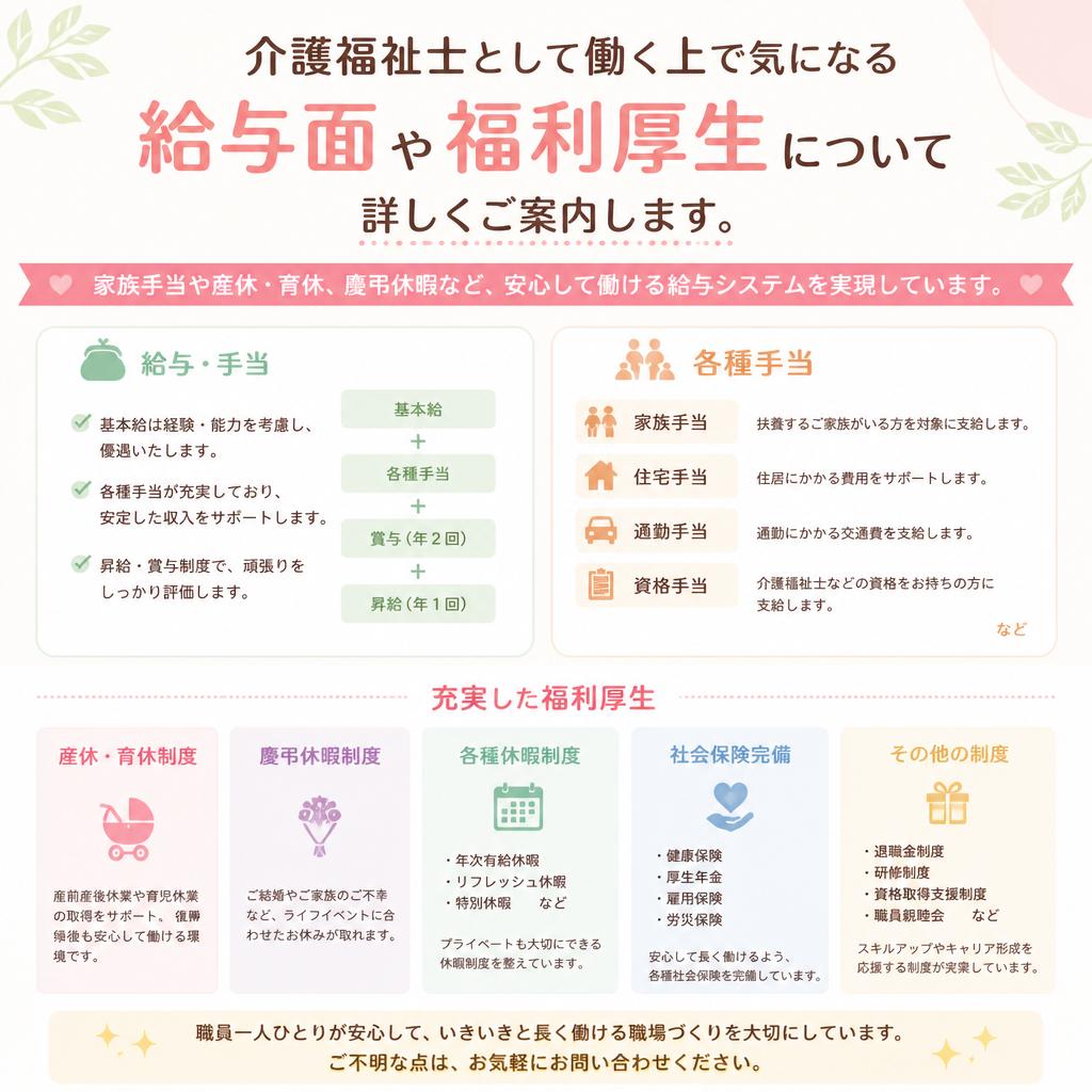 高めの給与と福利厚生
