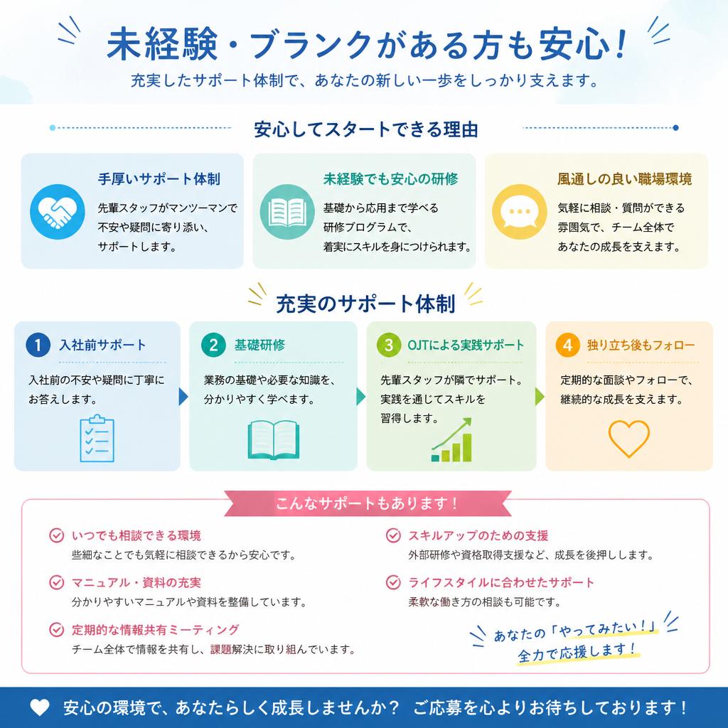 未経験者・ブランクがある方も安心