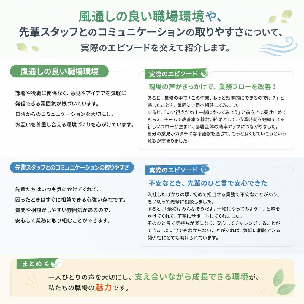 私たちの職場の雰囲気