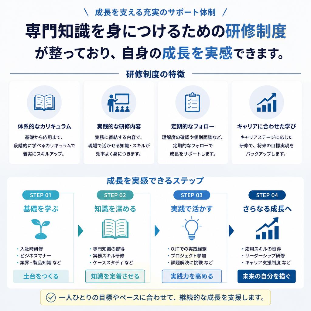 5. 充実した研修制度でスキルアップ