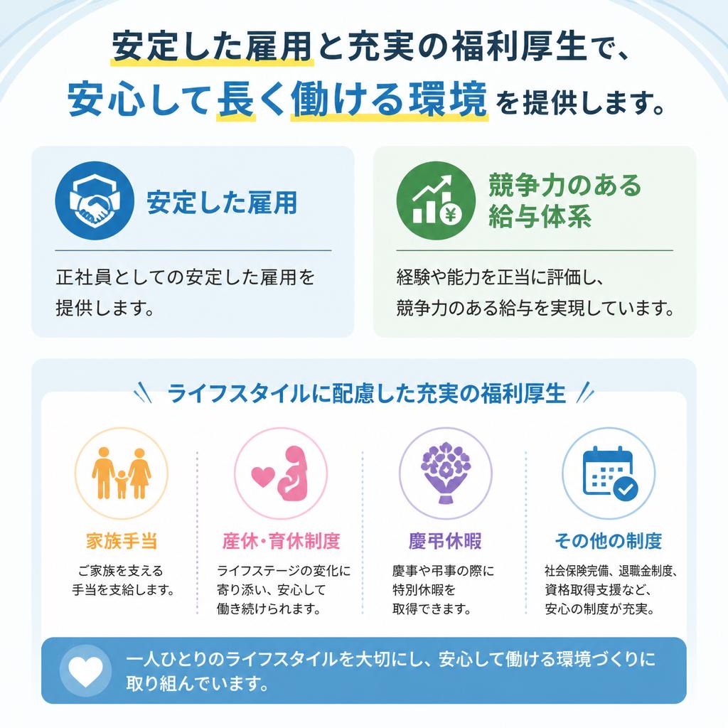 2. 安定した給与と魅力的な福利厚生